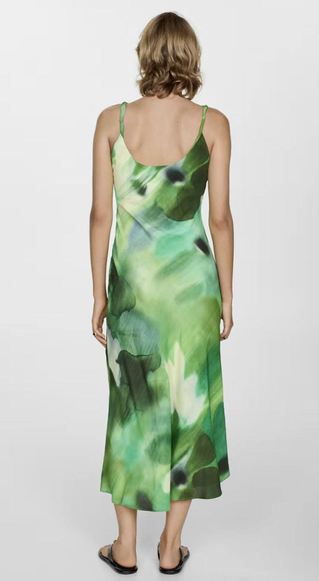 Mango printed dress with draped detail, back view