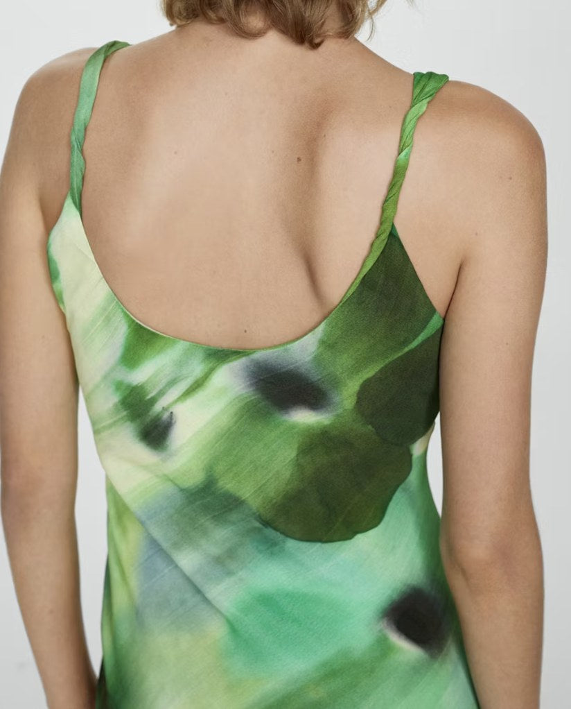 Mango printed dress with draped detail, back neckline detail