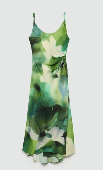 Mango printed dress with draped detail, full length